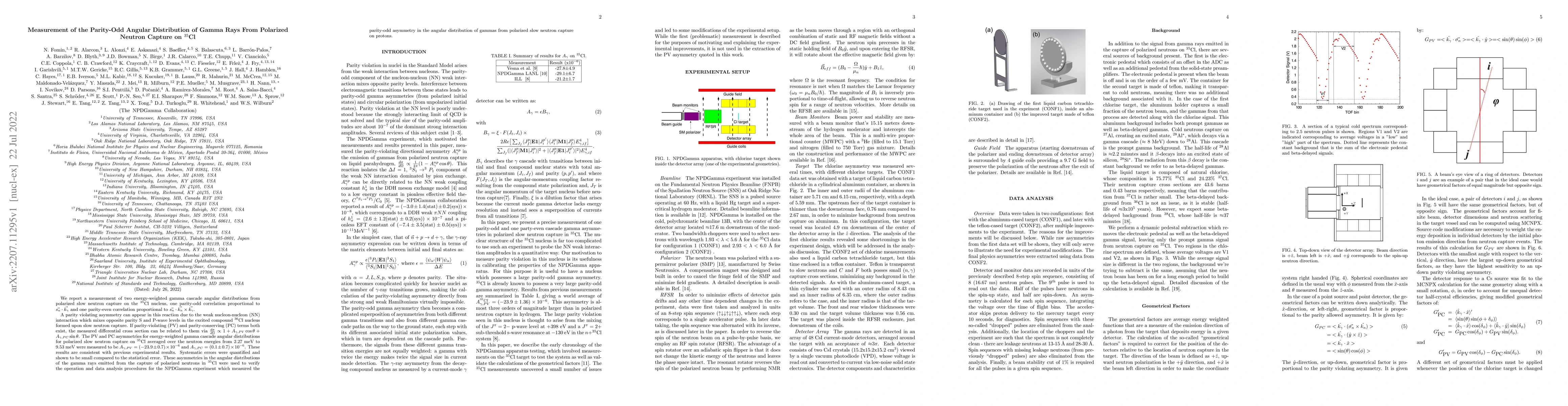Thumbnail for Measurement of the Parity-Odd Angular Distribution of Gamma Rays From
  Polarized Neutron Capture on $^{35}$Cl