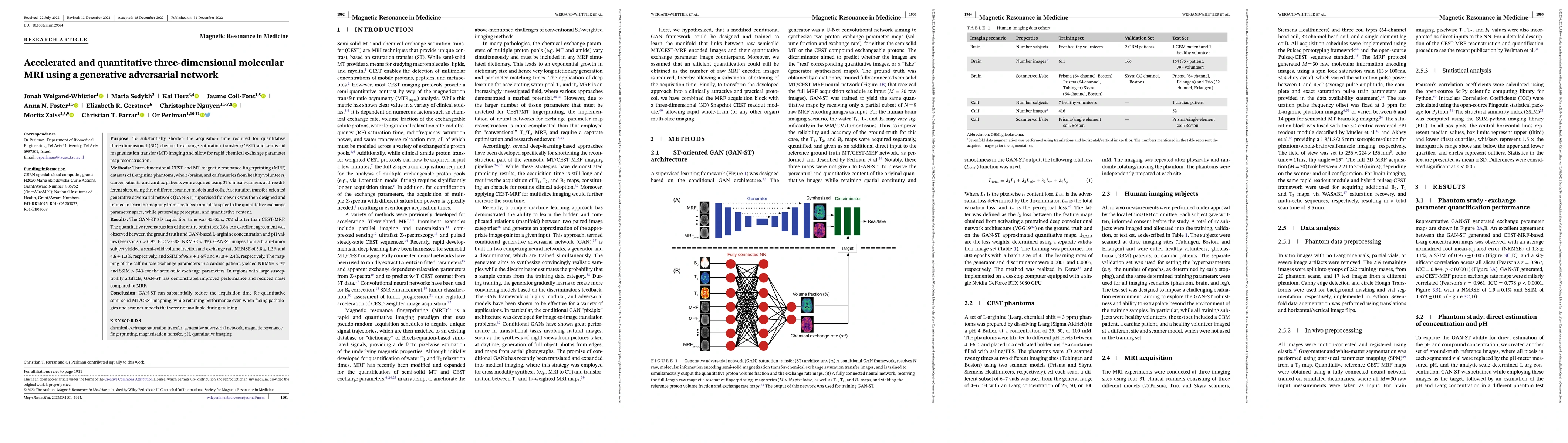 Thumbnail for Accelerated and Quantitative 3D Semisolid MT/CEST Imaging using a
  Generative Adversarial Network (GAN-CEST)