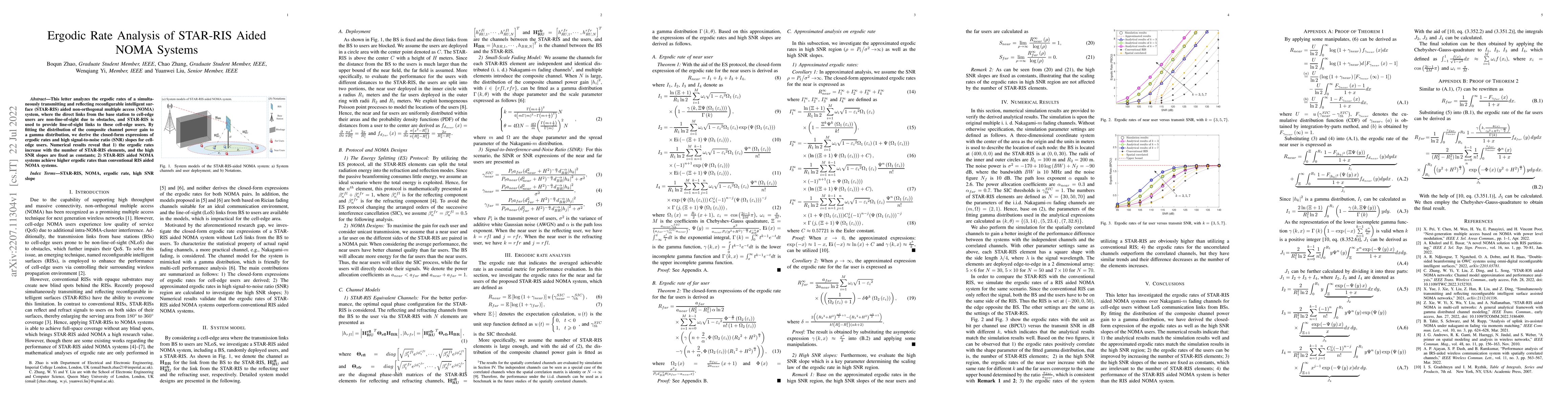 Thumbnail for Ergodic Rate Analysis of STAR-RIS Aided NOMA Systems