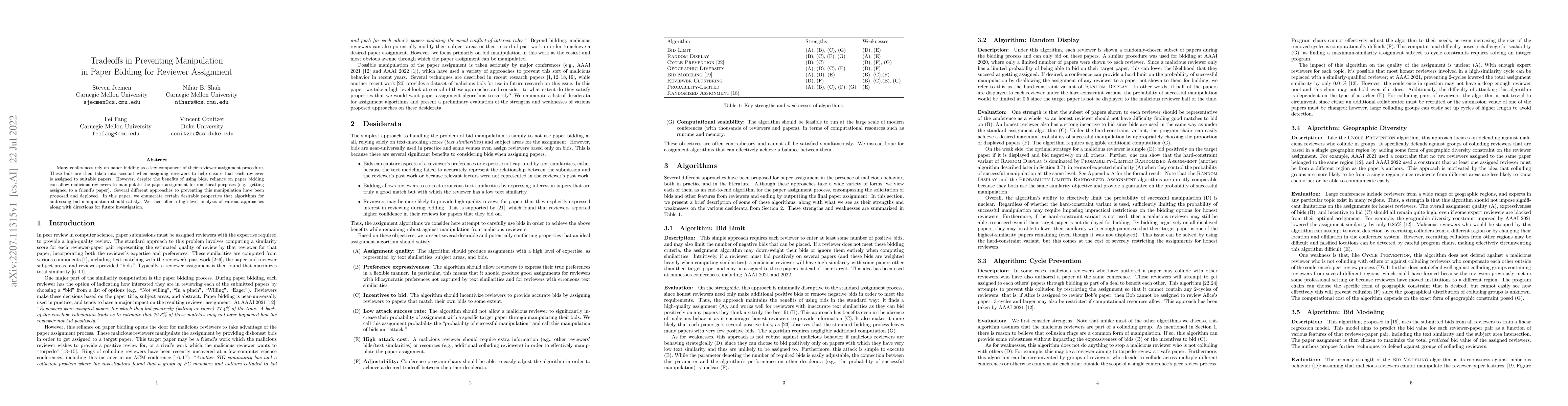 Thumbnail for Tradeoffs in Preventing Manipulation in Paper Bidding for Reviewer
  Assignment
