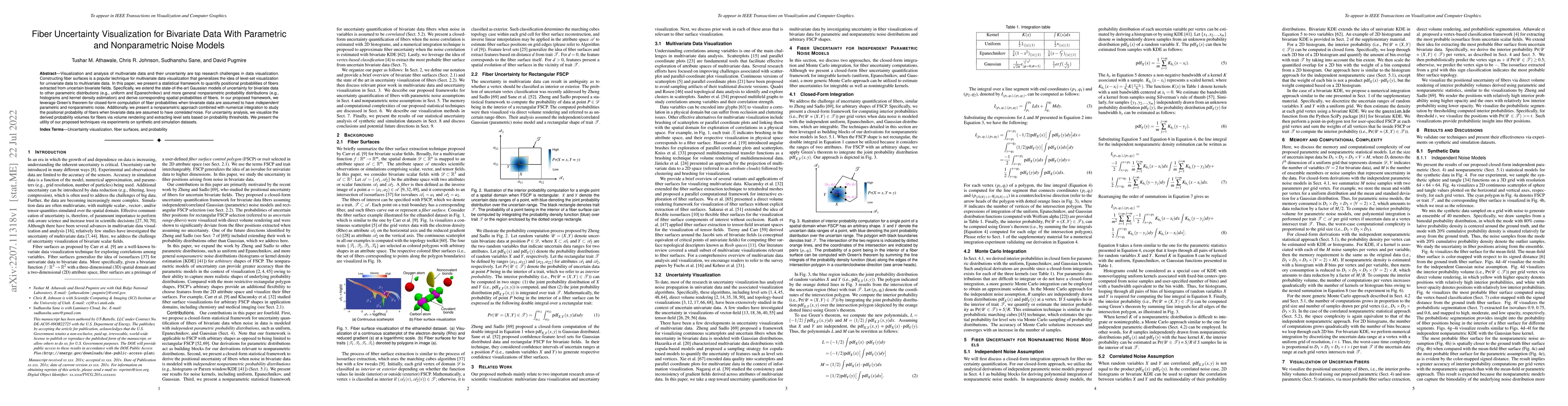 Thumbnail for Fiber Uncertainty Visualization for Bivariate Data With Parametric and
  Nonparametric Noise Models