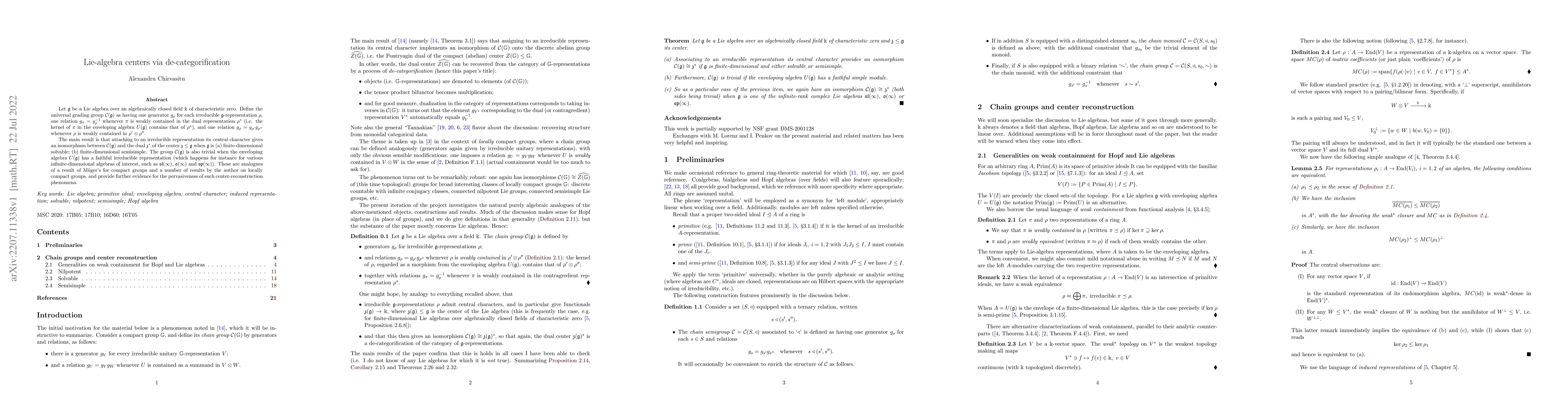 Thumbnail for Lie-algebra centers via de-categorification