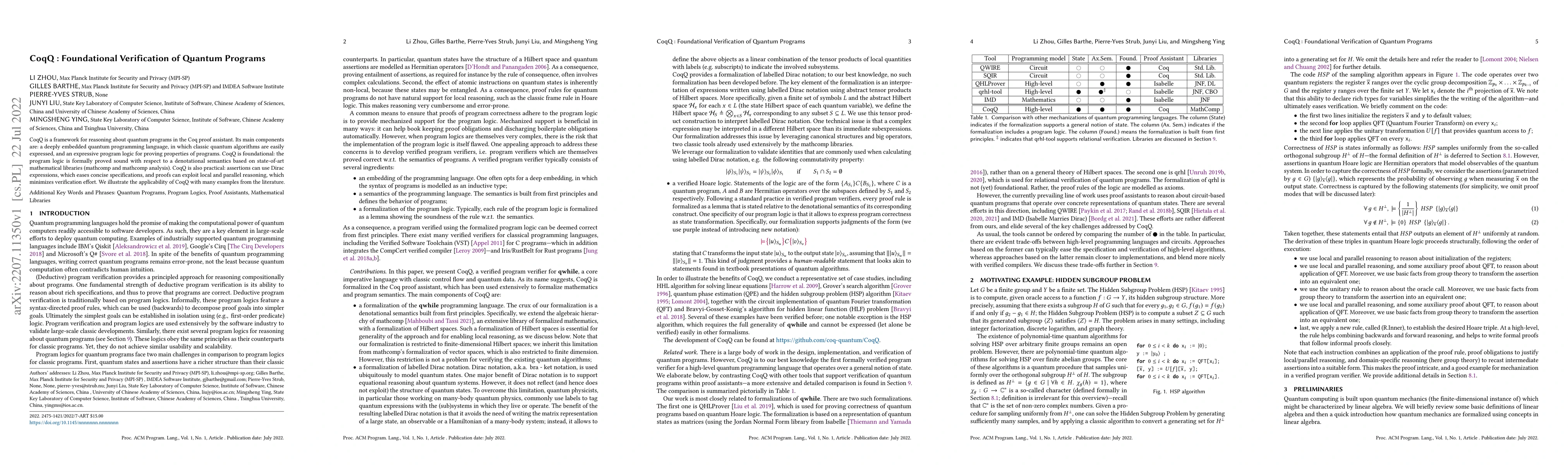 Thumbnail for CoqQ: Foundational Verification of Quantum Programs