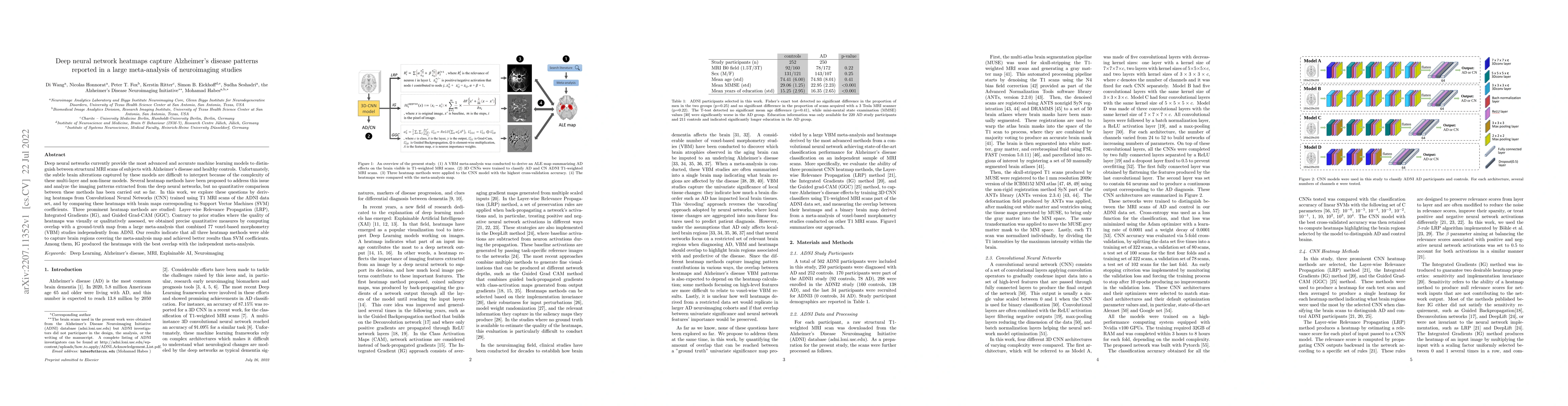Thumbnail for Deep neural network heatmaps capture Alzheimer's disease patterns
  reported in a large meta-analysis of neuroimaging studies