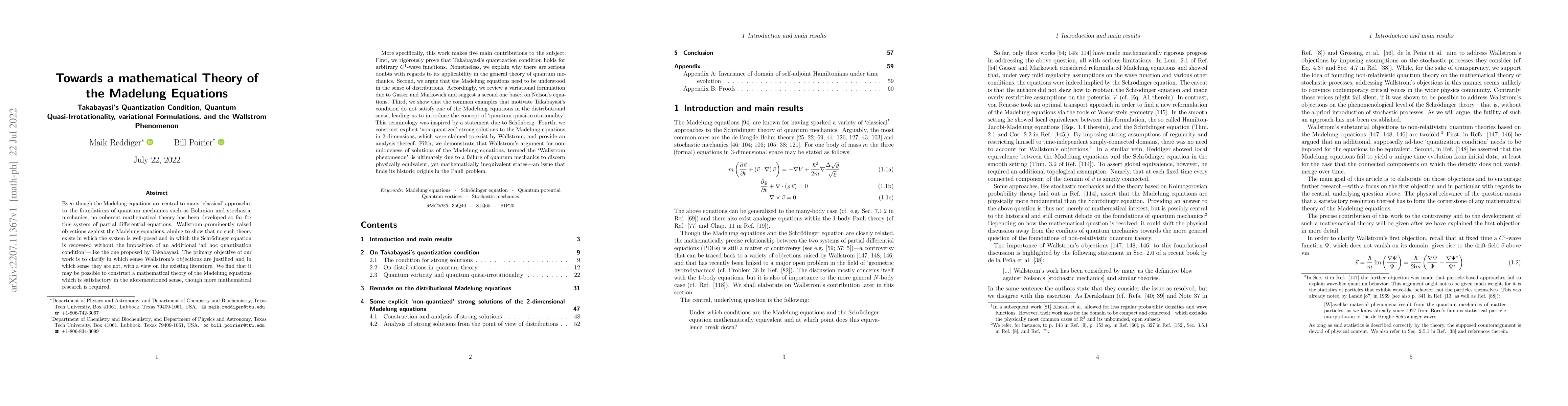Thumbnail for Towards a mathematical Theory of the Madelung Equations