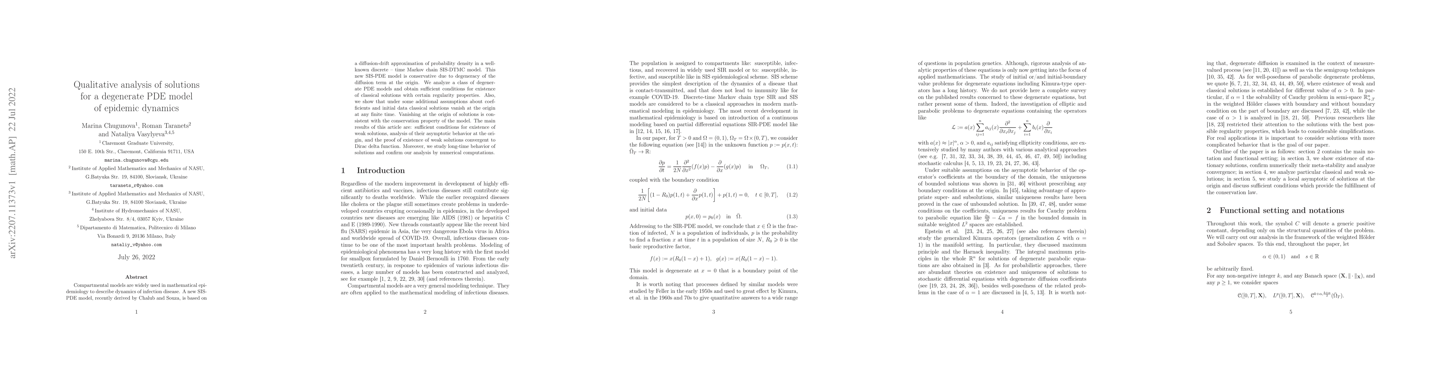 Thumbnail for Qualitative analysis of solutions for a degenerate PDE model of epidemic
  dynamics
