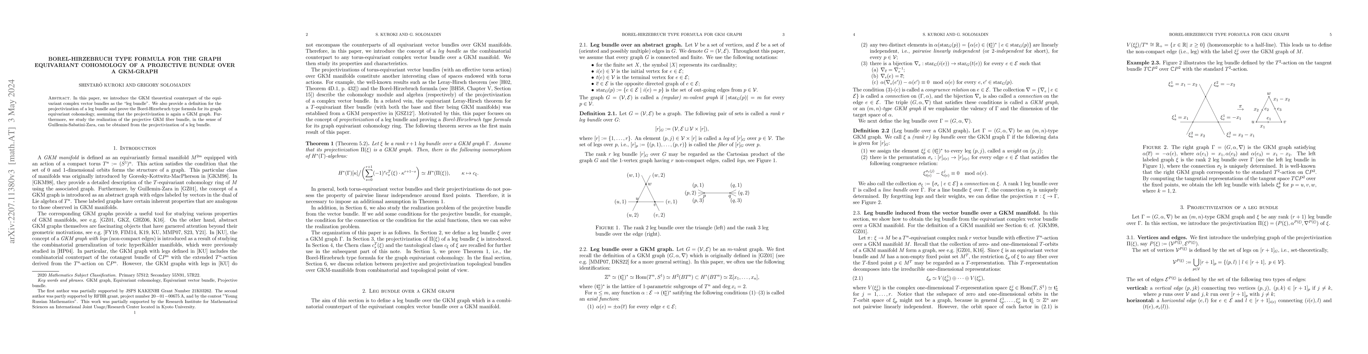 Thumbnail for Borel-Hirzebruch type formula for the graph equivariant cohomology of a
  projective bundle over a GKM-graph