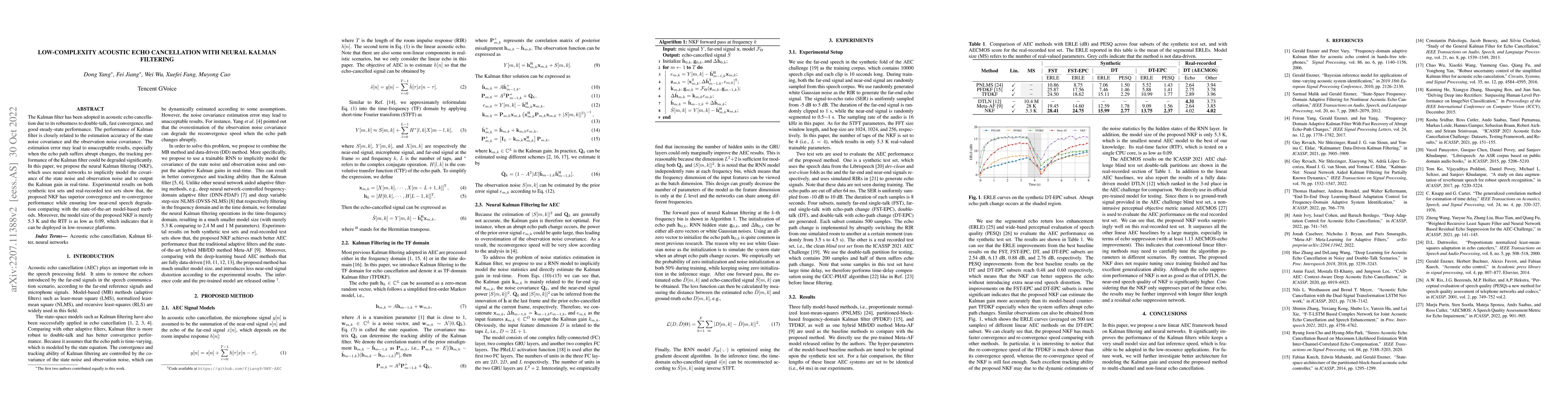Thumbnail for Low-Complexity Acoustic Echo Cancellation with Neural Kalman Filtering