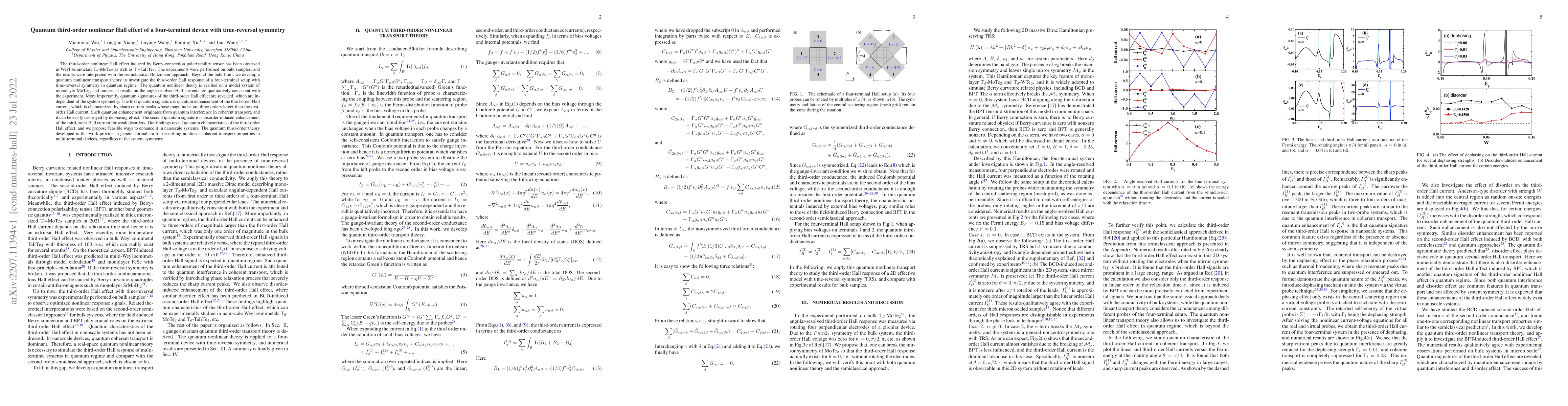 Thumbnail for Quantum third-order nonlinear Hall effect of a four-terminal device with
  time-reversal symmetry