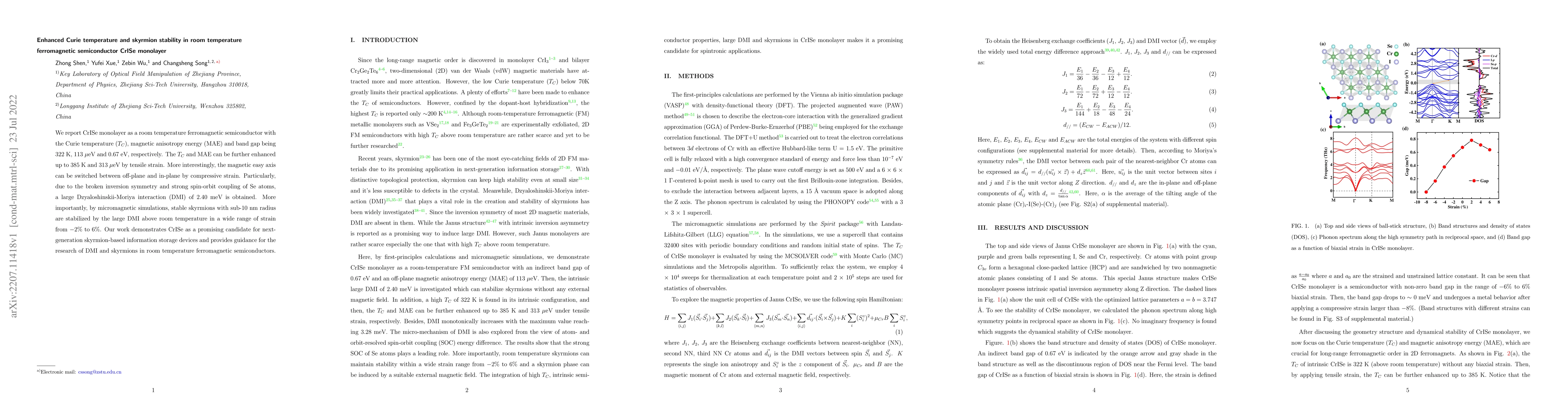Thumbnail for Enhanced Curie temperature and skyrmion stability in room temperature
  ferromagnetic semiconductor CrISe monolayer