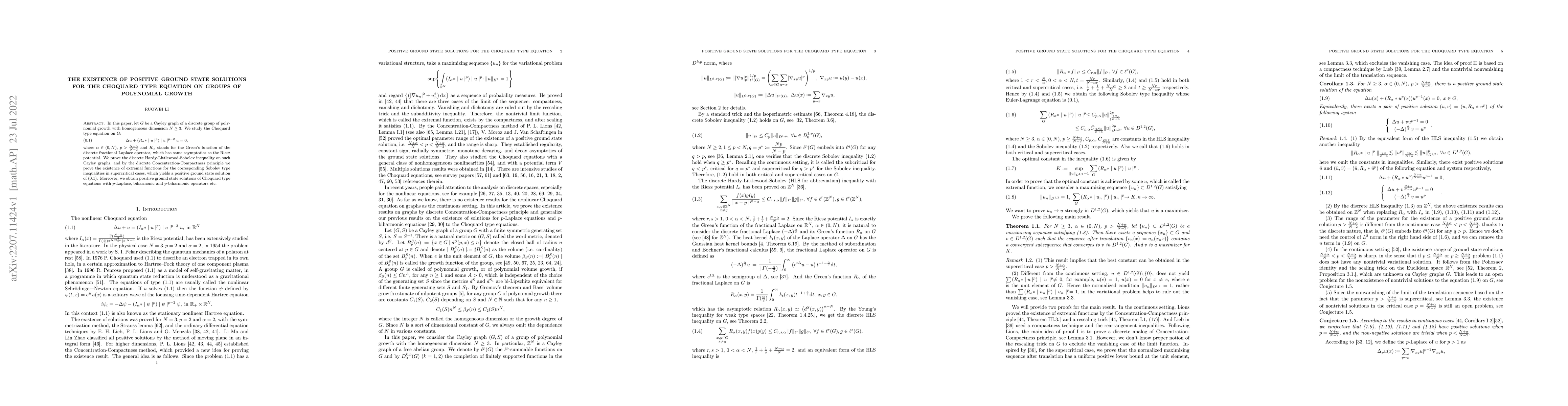 Thumbnail for The existence of positive ground state solutions for the Choquard type
  equation on groups of polynomial growth