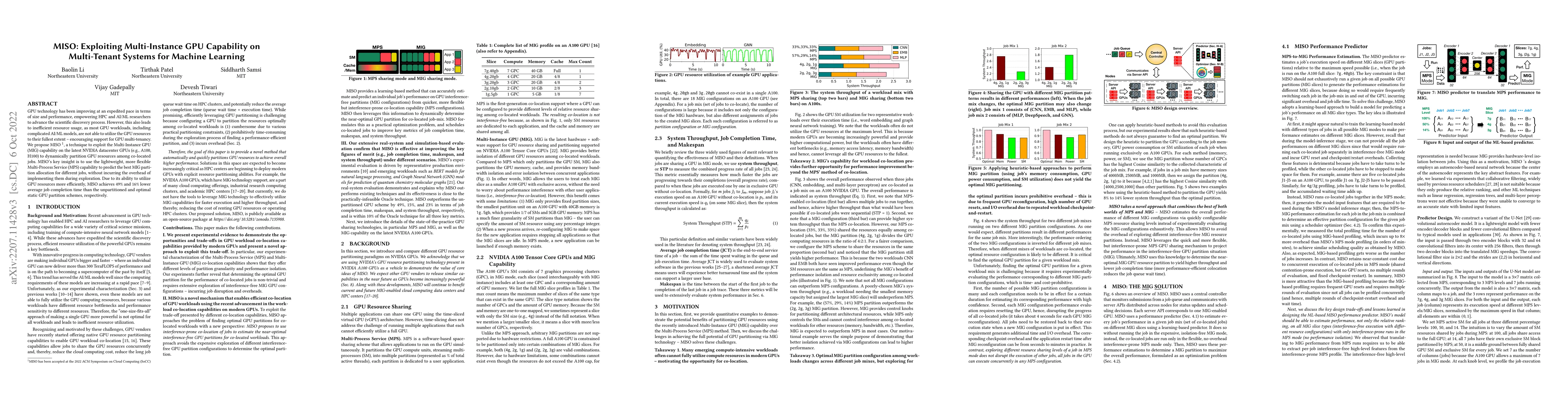 Thumbnail for MISO: Exploiting Multi-Instance GPU Capability on Multi-Tenant Systems
  for Machine Learning