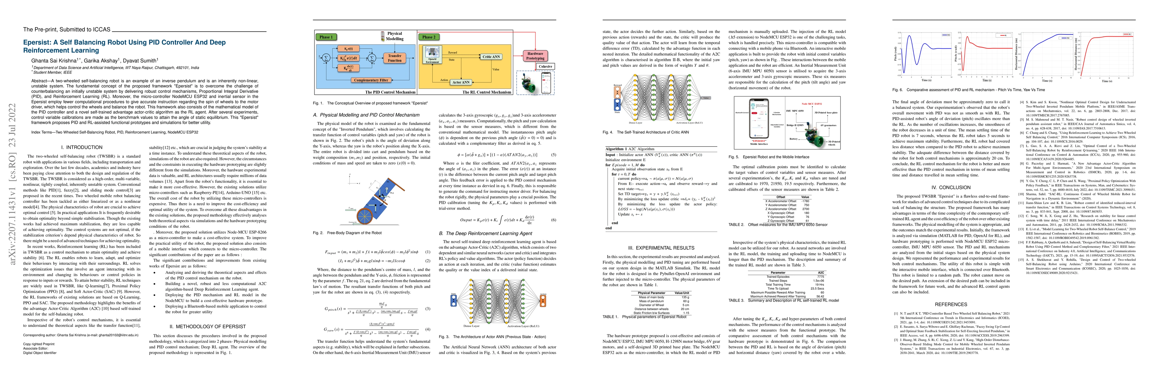 Thumbnail for Epersist: A Self Balancing Robot Using PID Controller And Deep
  Reinforcement Learning