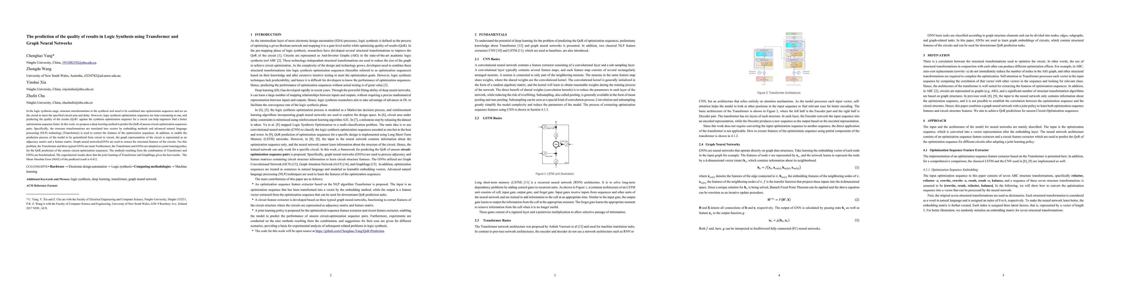 Thumbnail for The prediction of the quality of results in Logic Synthesis using
  Transformer and Graph Neural Networks