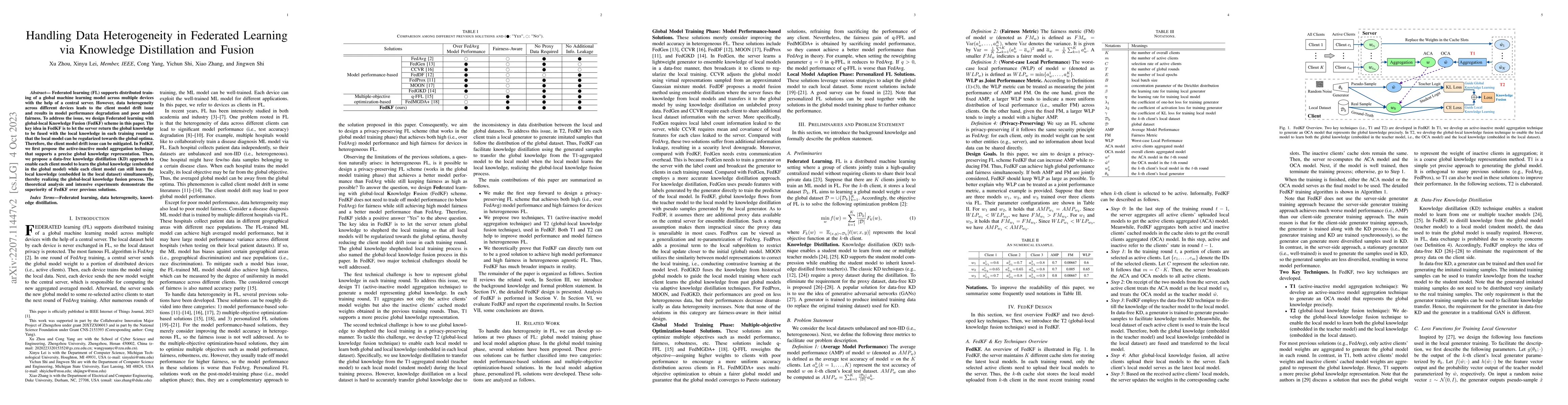 Thumbnail for Handling Data Heterogeneity in Federated Learning via Knowledge
  Distillation and Fusion