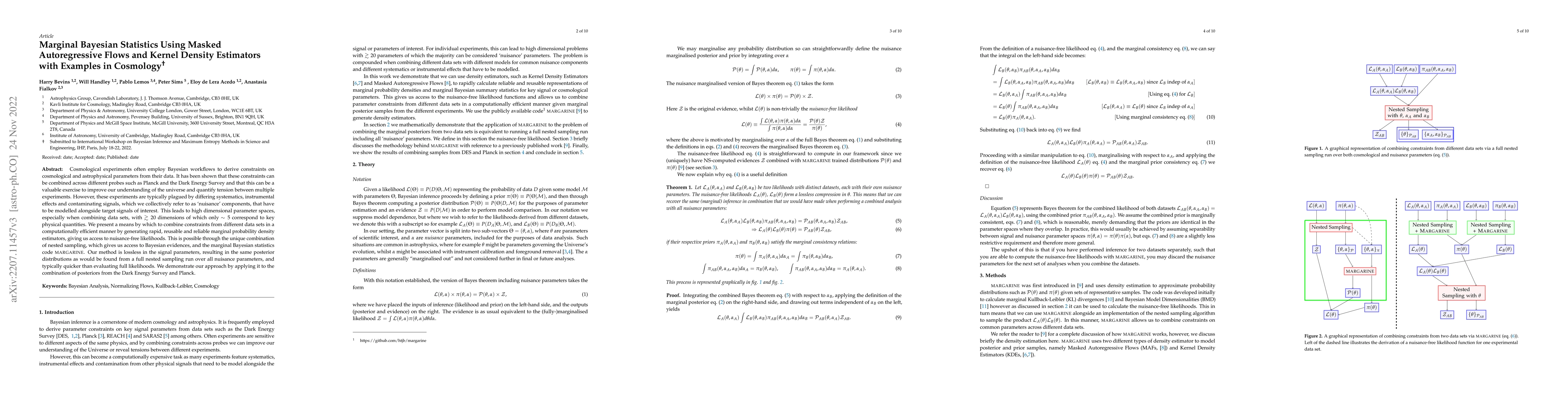 Thumbnail for Marginal Bayesian Statistics Using Masked Autoregressive Flows and
  Kernel Density Estimators with Examples in Cosmology