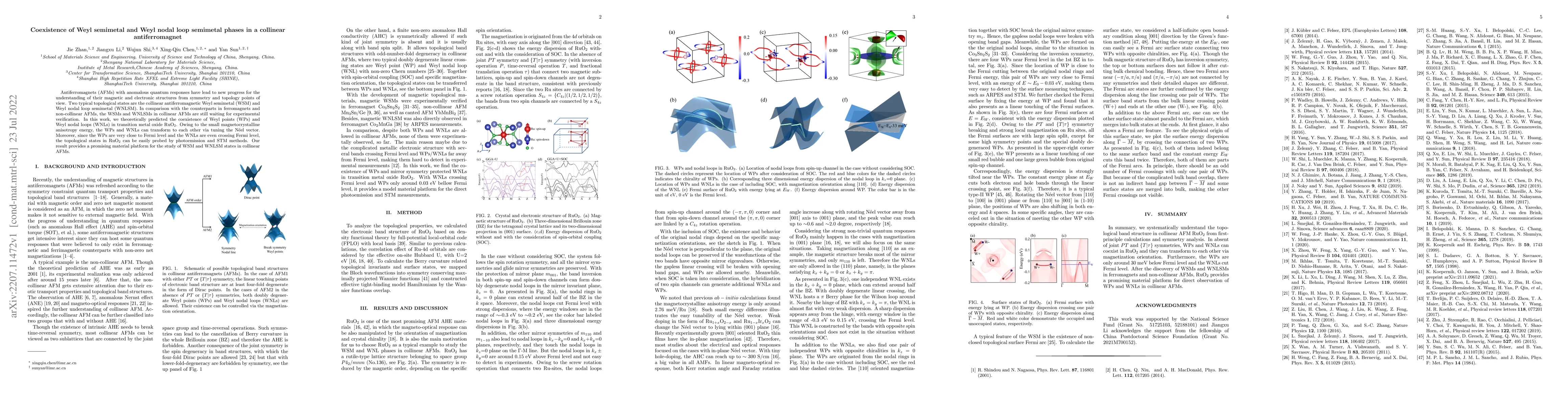 Thumbnail for Coexistence of Weyl semimetal and Weyl nodal loop semimetal phases in a
  collinear antiferromagnet
