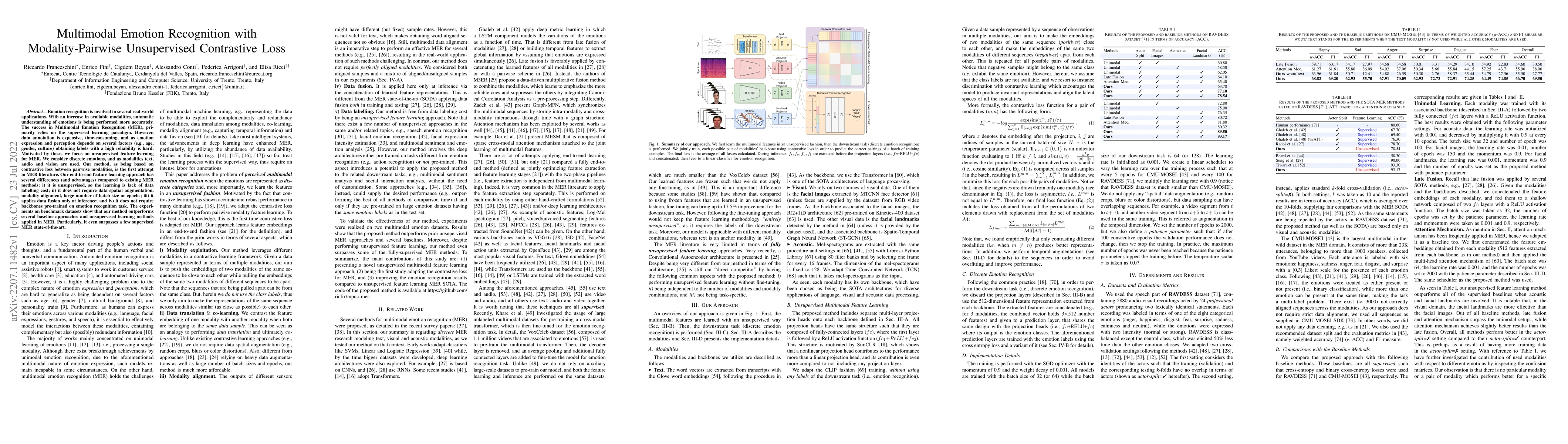 Thumbnail for Multimodal Emotion Recognition with Modality-Pairwise Unsupervised
  Contrastive Loss