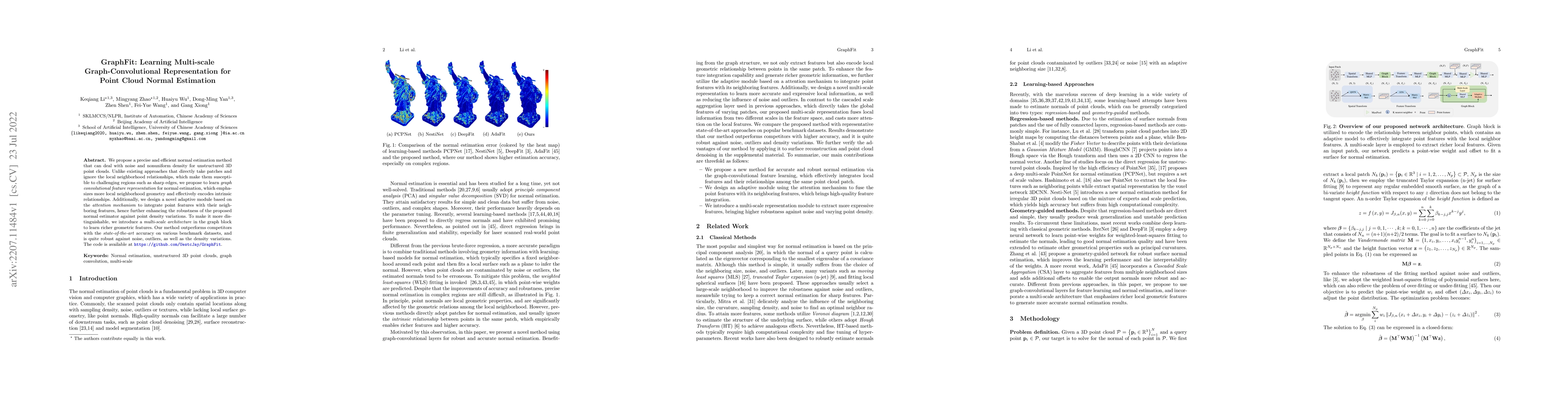 Thumbnail for GraphFit: Learning Multi-scale Graph-Convolutional Representation for
  Point Cloud Normal Estimation