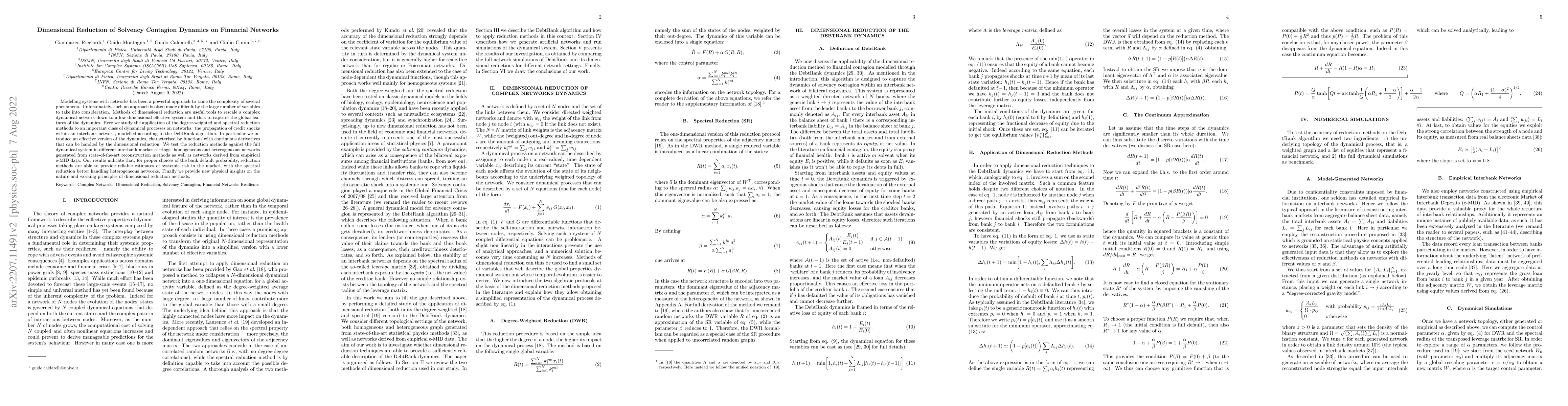 Thumbnail for Dimensional Reduction of Solvency Contagion Dynamics on Financial
  Networks