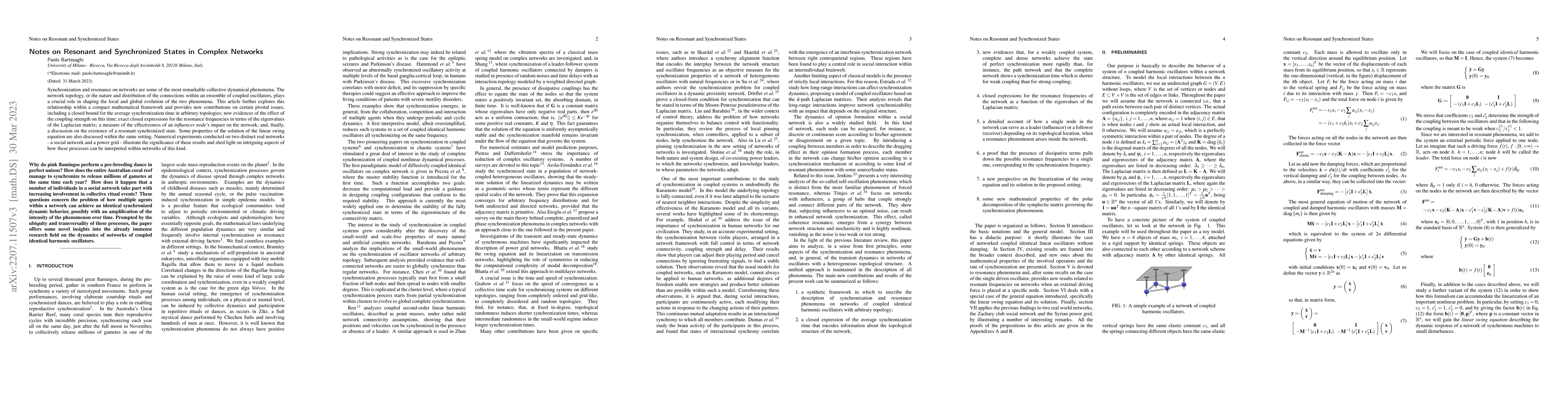 Thumbnail for Notes on Resonant and Synchronized States in Complex Networks