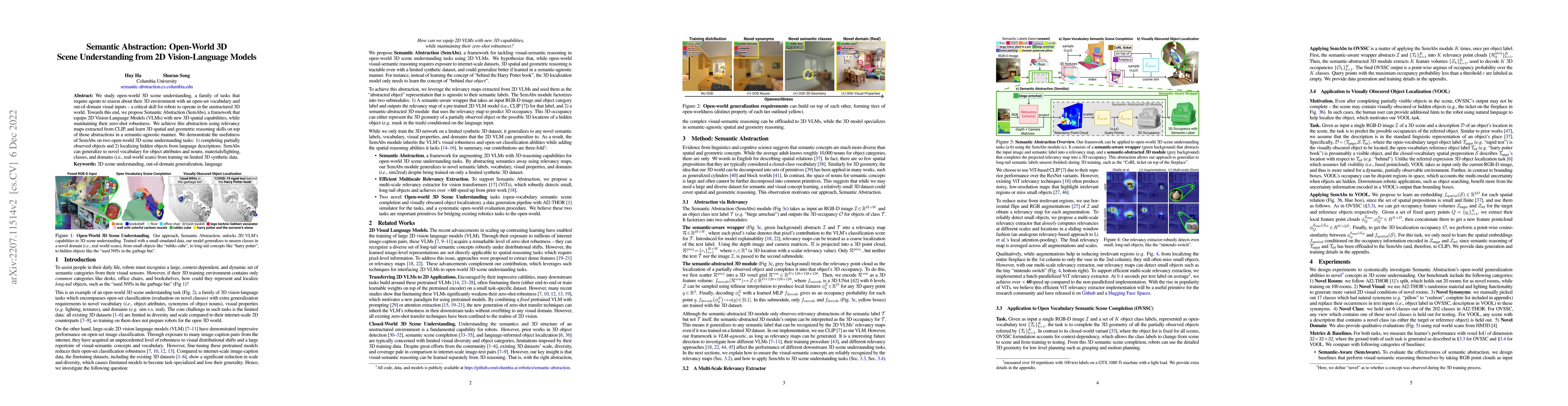 Thumbnail for Semantic Abstraction: Open-World 3D Scene Understanding from 2D
  Vision-Language Models