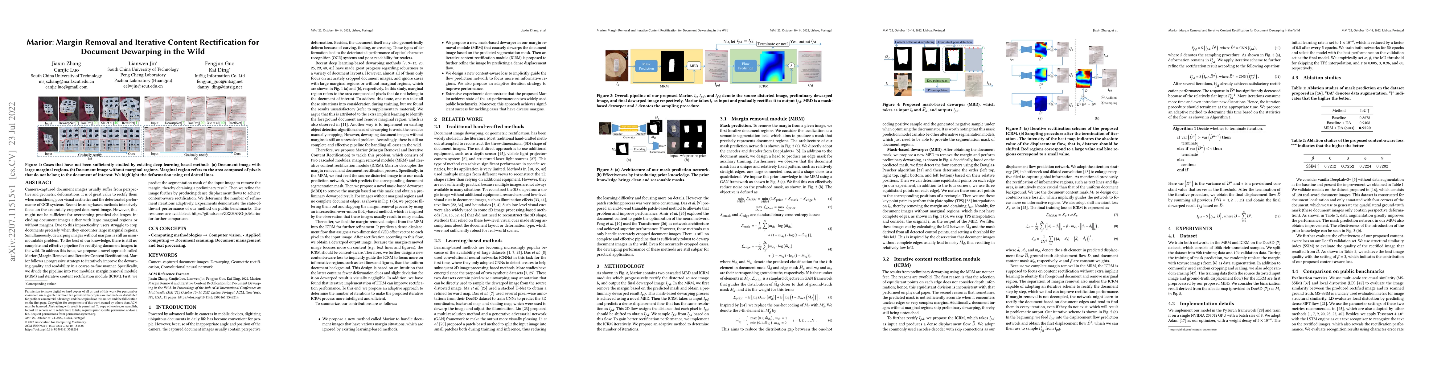 Thumbnail for Marior: Margin Removal and Iterative Content Rectification for Document
  Dewarping in the Wild