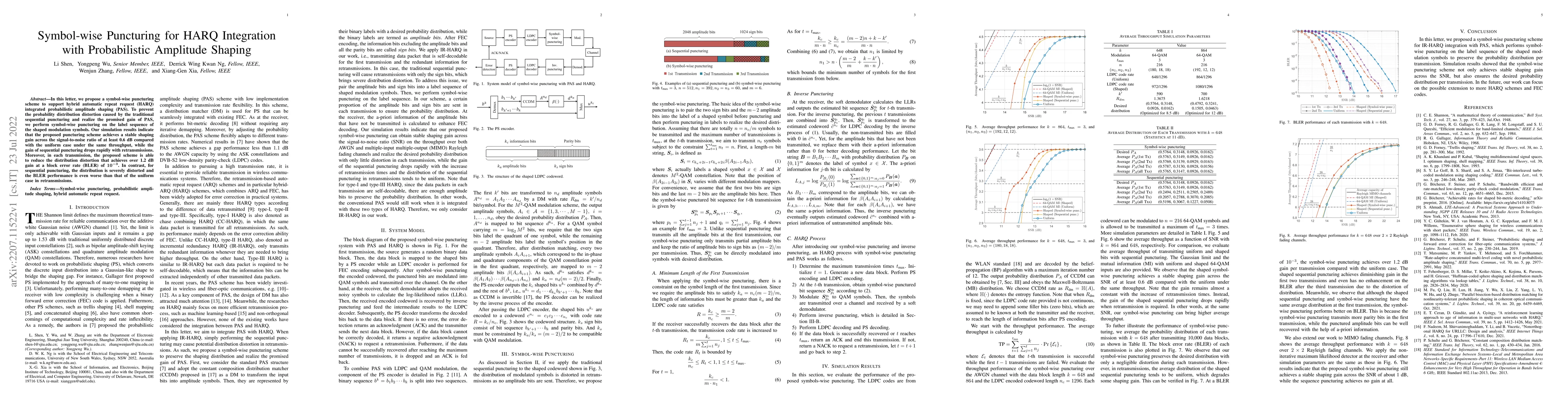 Thumbnail for Symbol-wise Puncturing for HARQ Integration with Probabilistic Amplitude
  Shaping