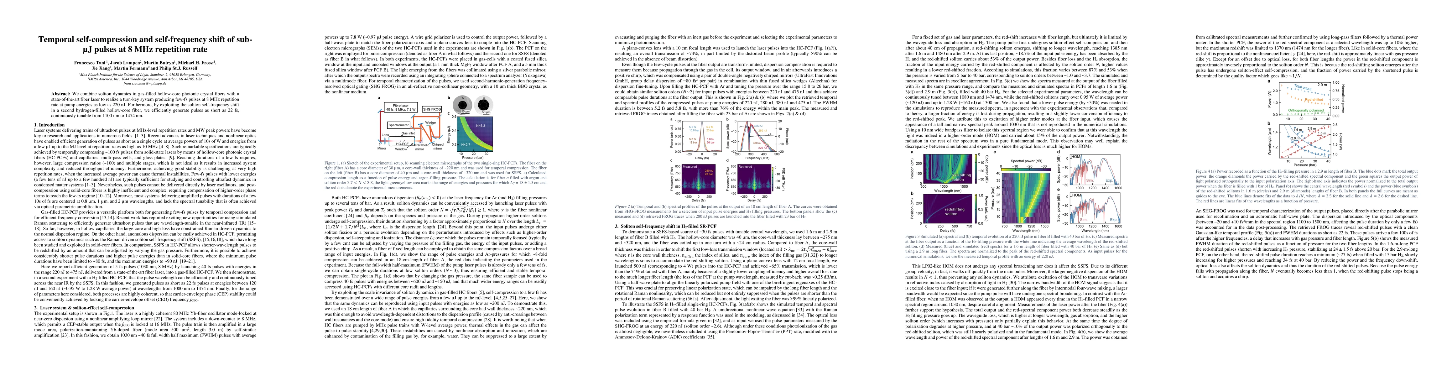 Thumbnail for Temporal self-compression and self-frequency shift of sub-microjoule
  pulses at 8 MHz repetition rate