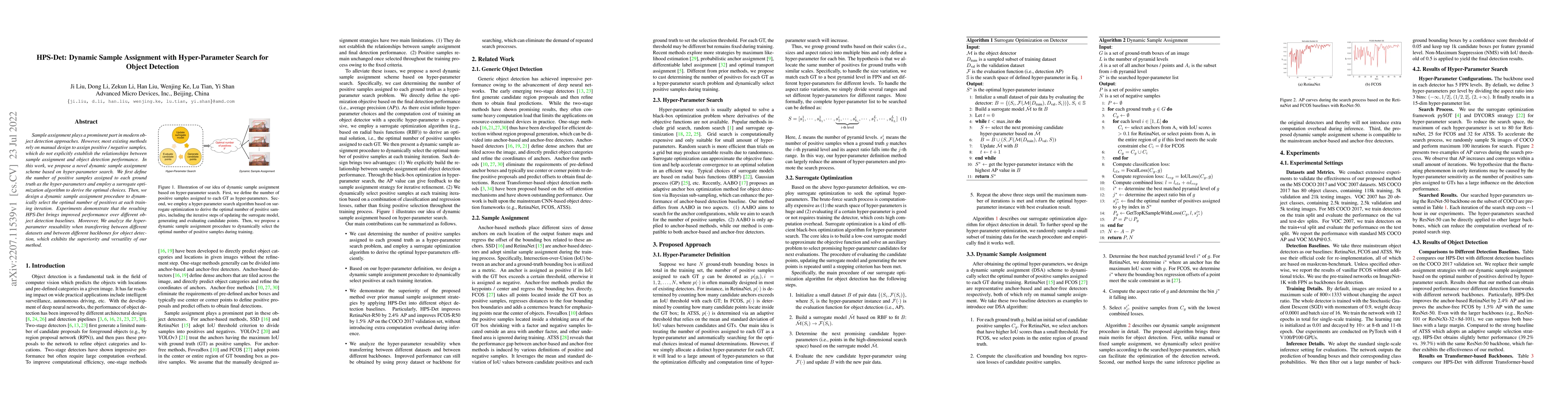 Thumbnail for HPS-Det: Dynamic Sample Assignment with Hyper-Parameter Search for
  Object Detection