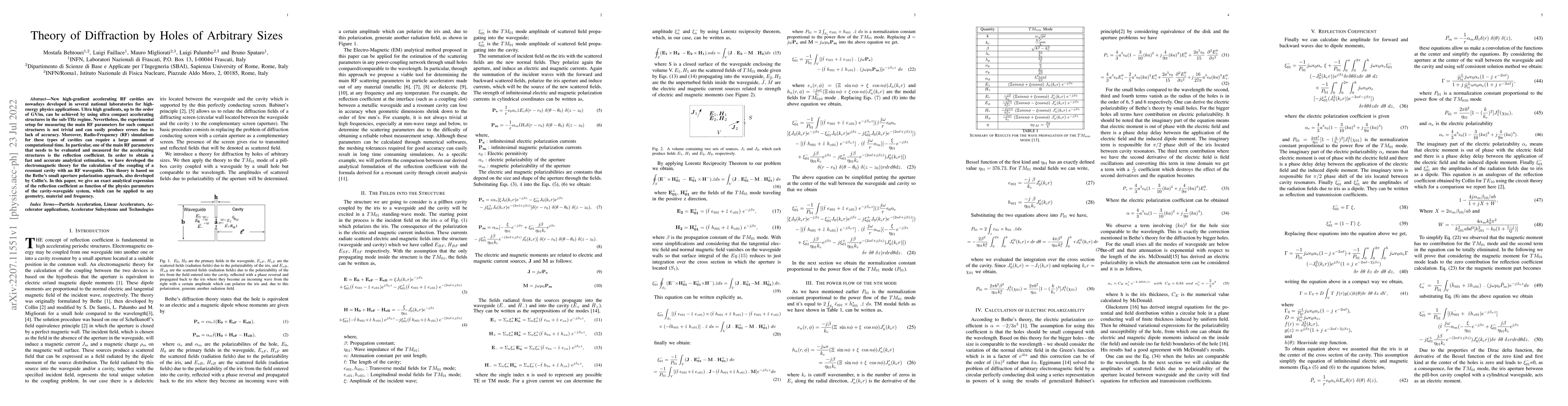 Thumbnail for Theory of Diffraction by Holes of Arbitrary Sizes