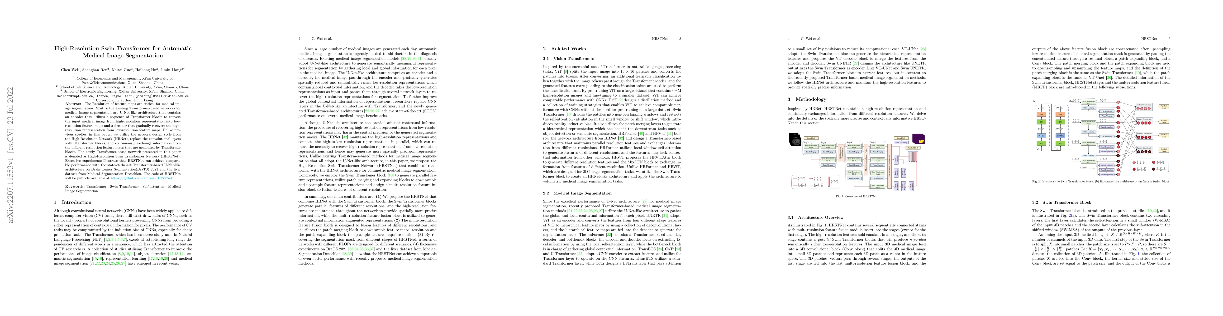 Thumbnail for High-Resolution Swin Transformer for Automatic Medical Image
  Segmentation