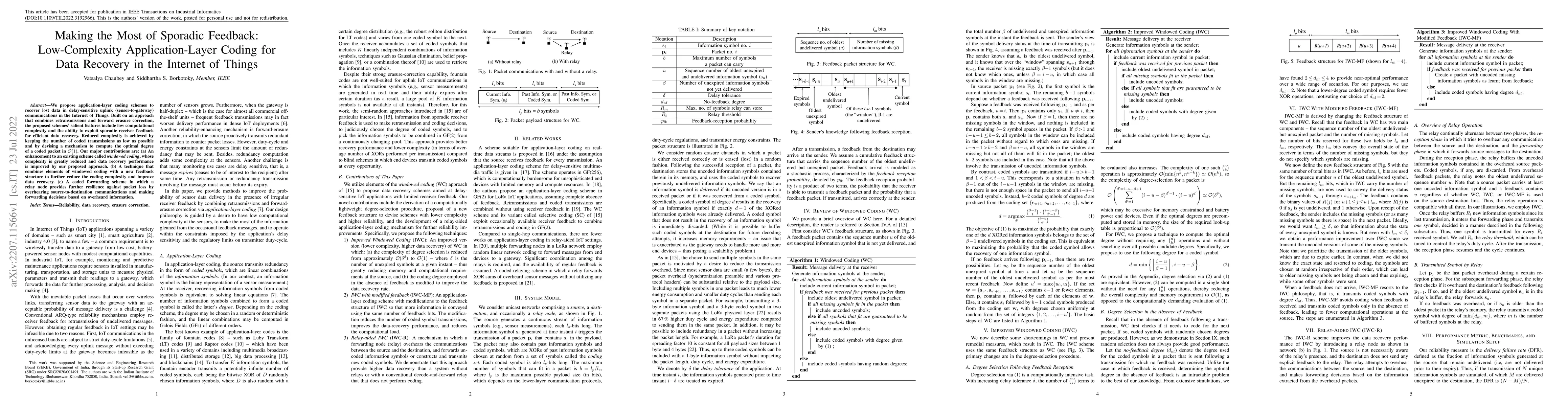 Thumbnail for Making the Most of Sporadic Feedback: Low-Complexity Application-Layer
  Coding for Data Recovery in the Internet of Things
