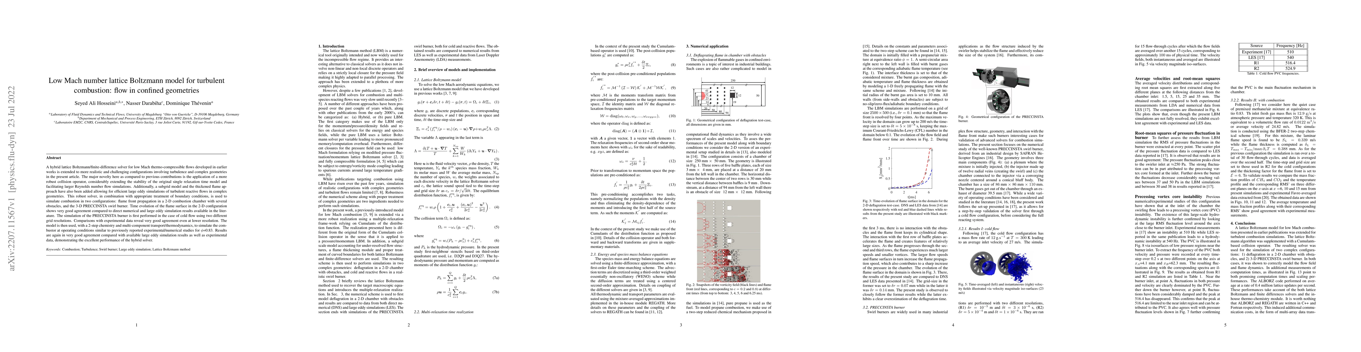 Thumbnail for Low Mach number lattice Boltzmann model for turbulent combustion: flow
  in confined geometries