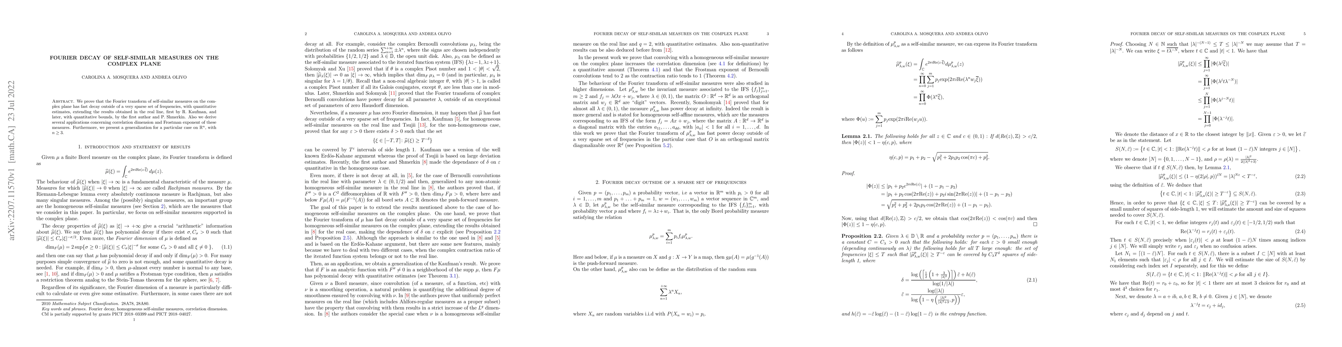 Thumbnail for Fourier decay of self-similar measures on the complex plane