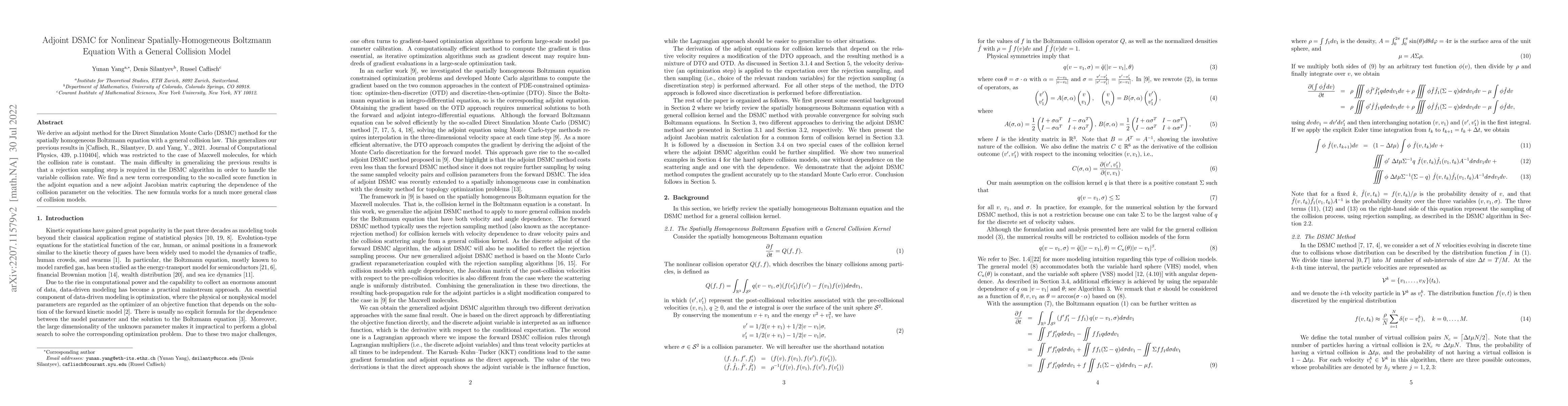 Thumbnail for Adjoint DSMC for Nonlinear Spatially-Homogeneous Boltzmann Equation With
  a General Collision Model