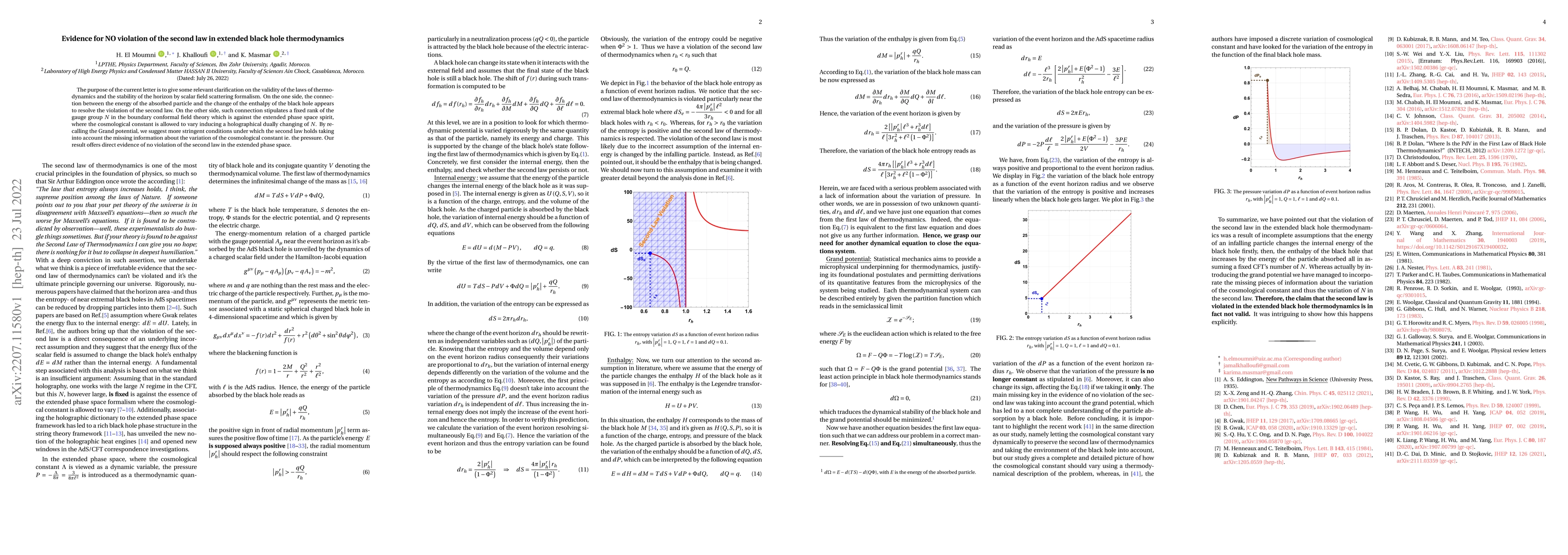Thumbnail for Evidence for NO violation of the second law in extended black hole
  thermodynamics