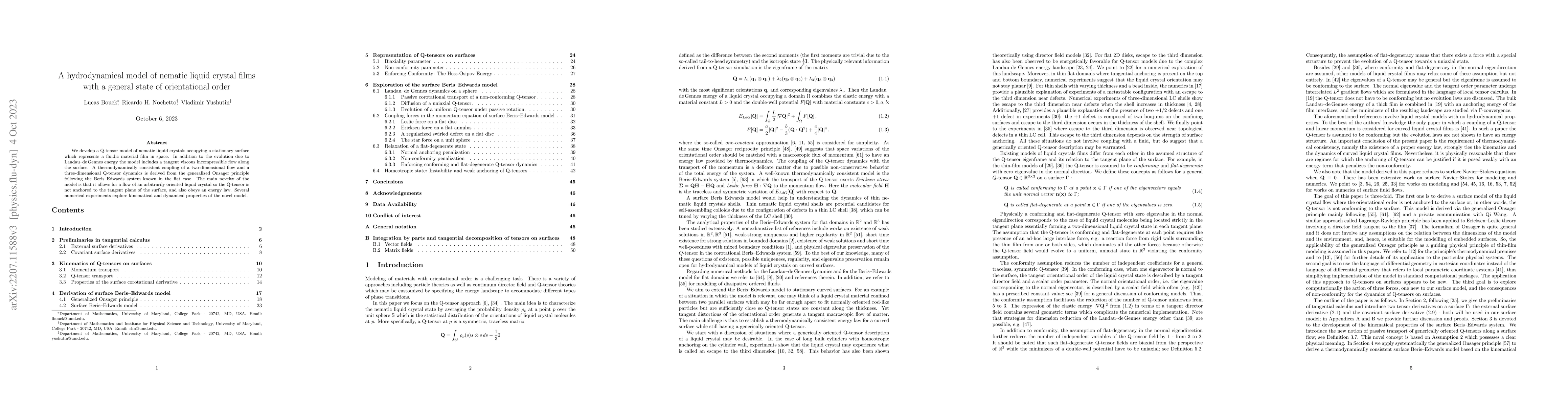 Thumbnail for A hydrodynamical model of nematic liquid crystal films with a general
  state of orientational order