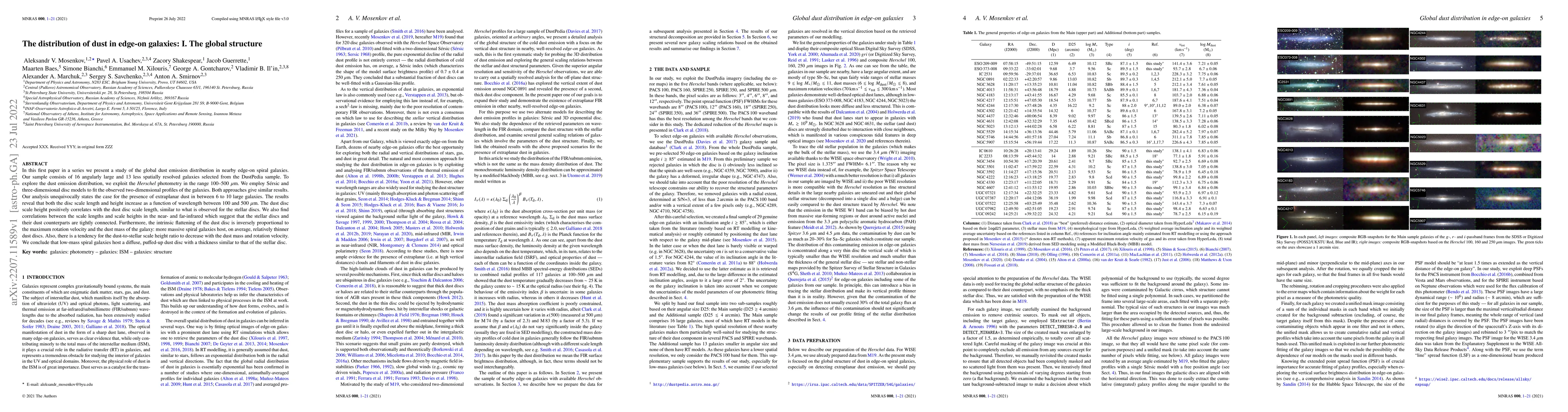 Thumbnail for The distribution of dust in edge-on galaxies: I. The global structure