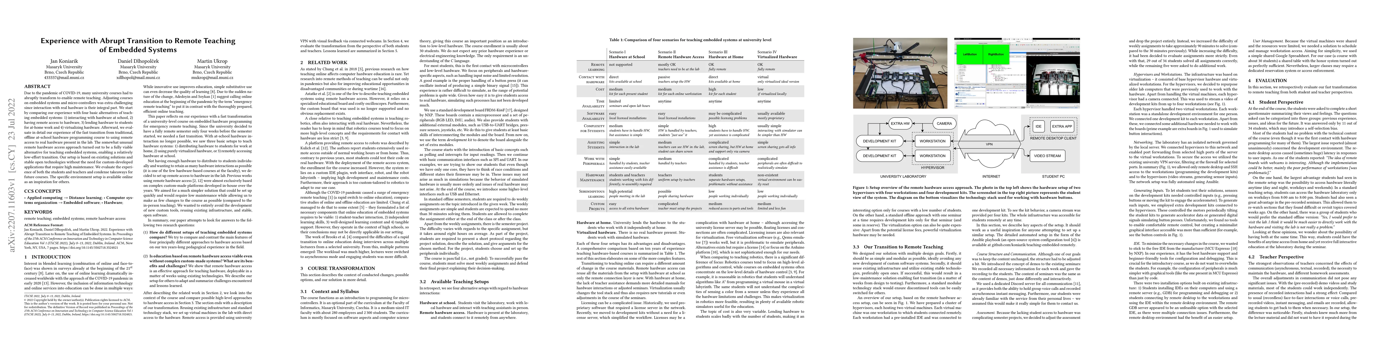 Thumbnail for Experience with Abrupt Transition to Remote Teaching of Embedded Systems