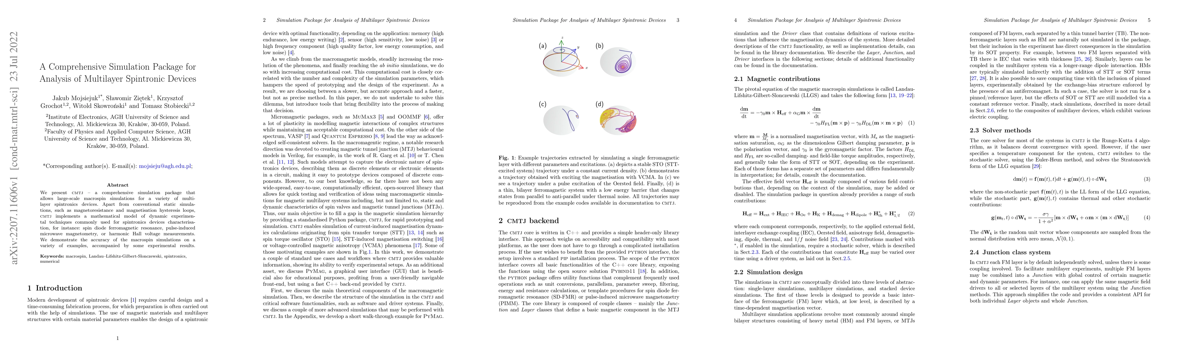 Thumbnail for A comprehensive simulation package for analysis of multilayer spintronic
  devices