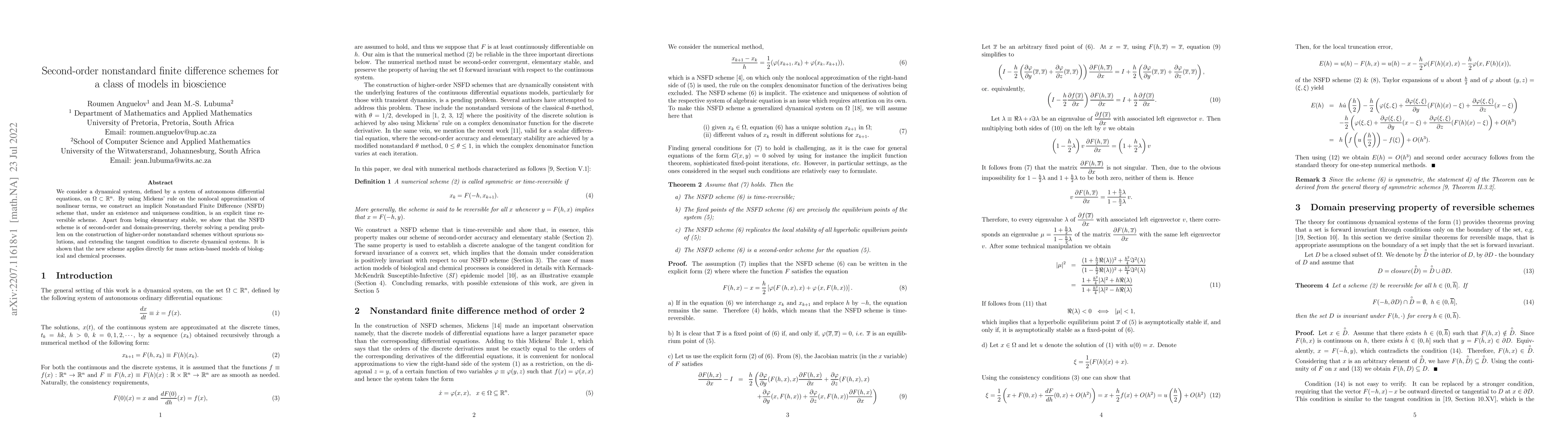Thumbnail for Second-order nonstandard finite difference schemes for a class of models
  in bioscience