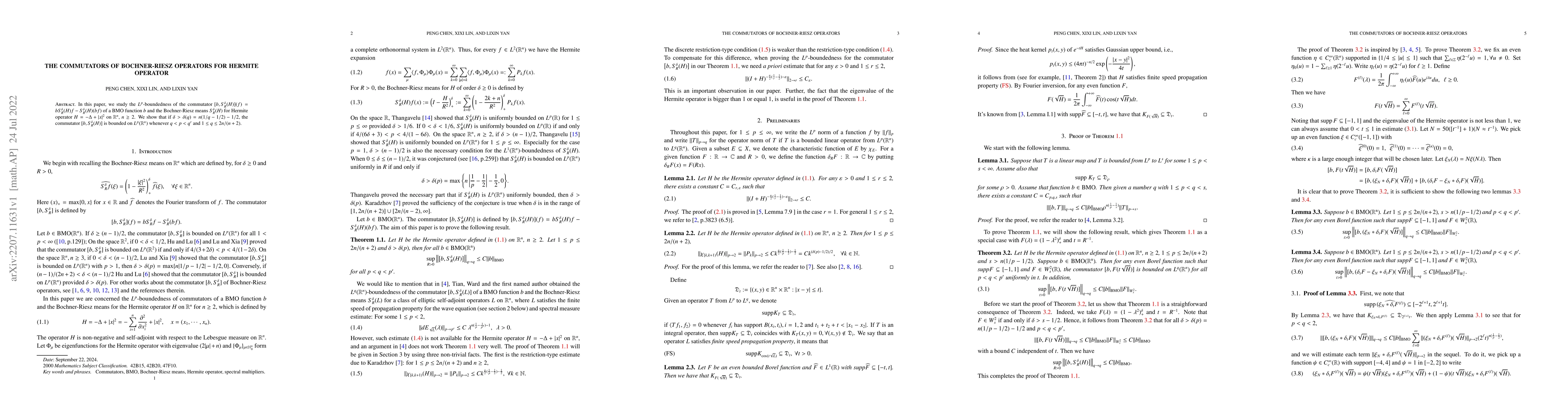Thumbnail for The commutators of Bochner-Riesz Operators for Hermite operator