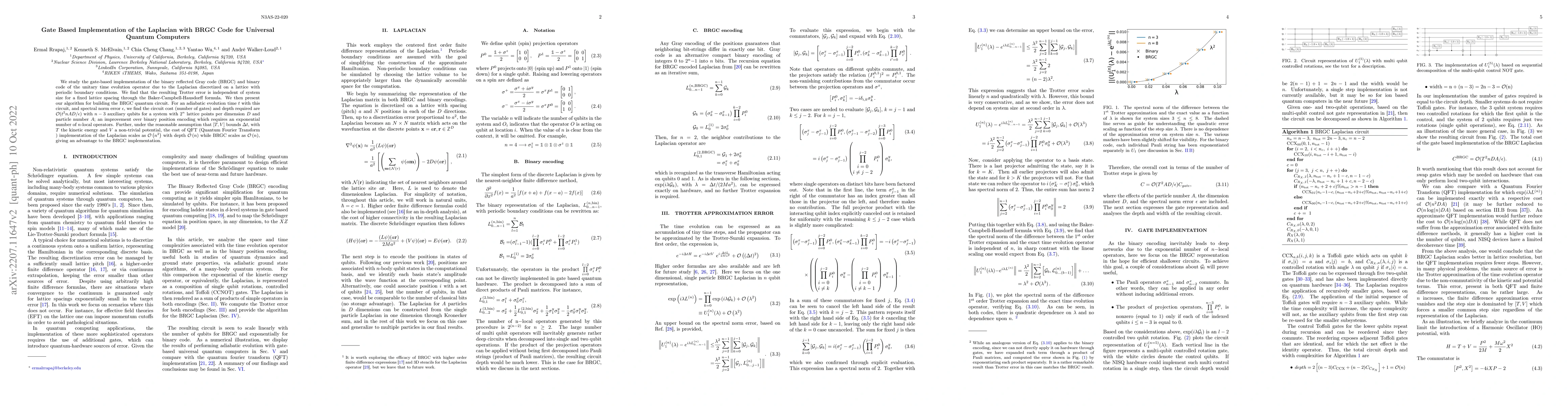 Thumbnail for Gate Based Implementation of the Laplacian with BRGC Code for Universal
  Quantum Computers