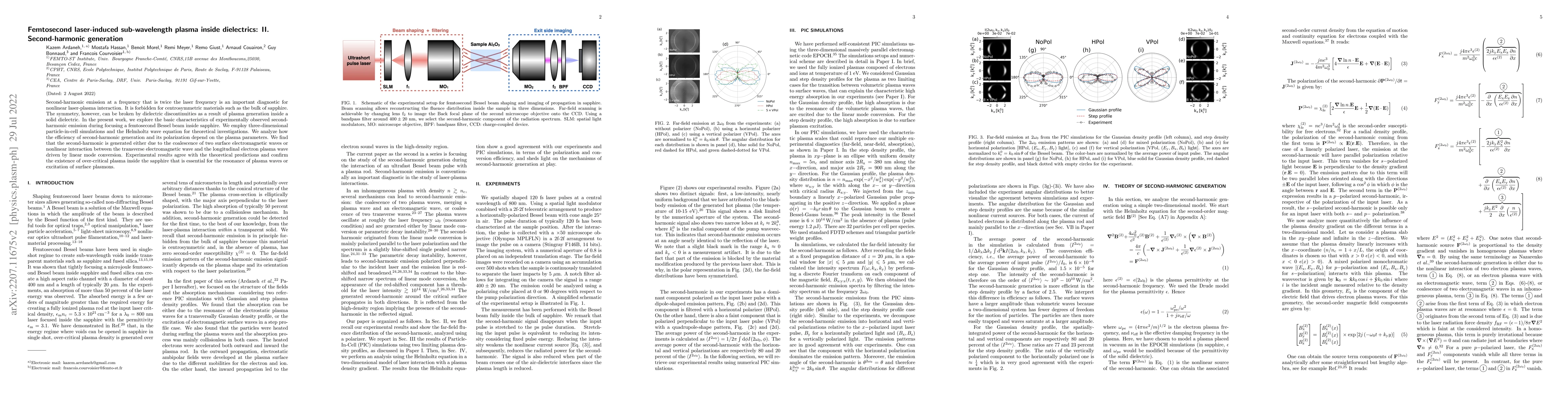Thumbnail for Femtosecond laser-induced sub-wavelength plasma inside dielectrics: II.
  Second-harmonic generation
