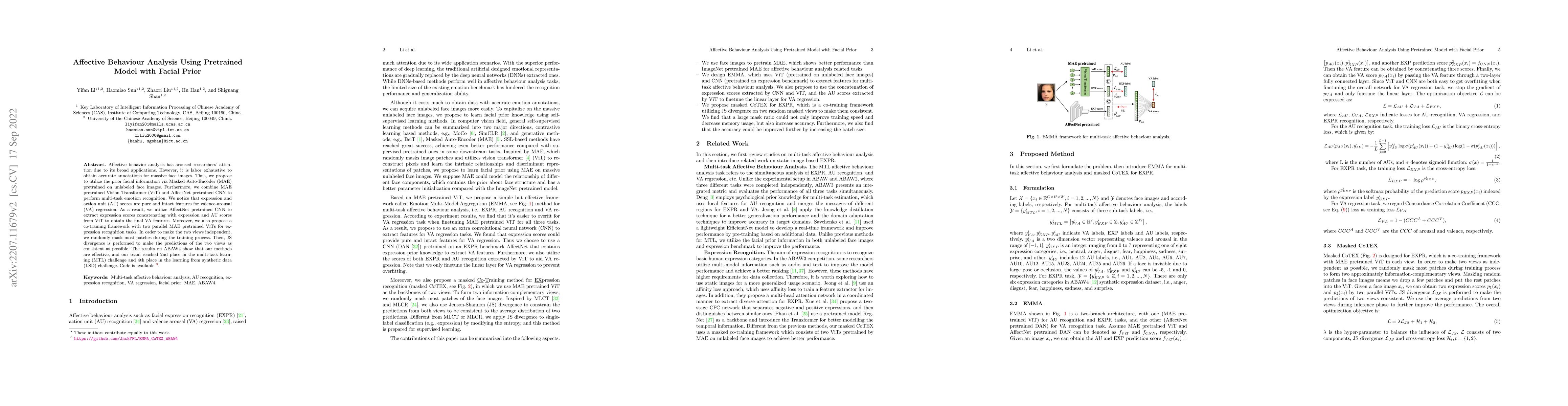 Thumbnail for Affective Behaviour Analysis Using Pretrained Model with Facial Priori