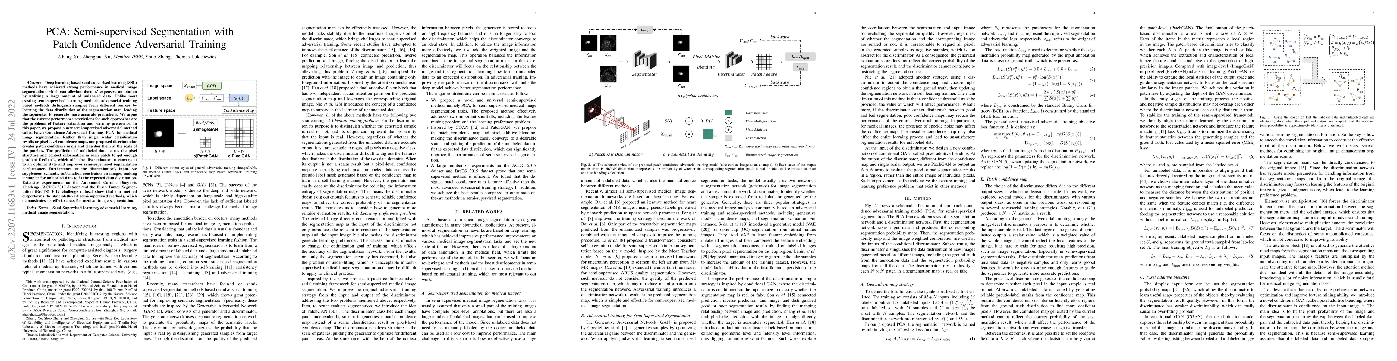 Thumbnail for PCA: Semi-supervised Segmentation with Patch Confidence Adversarial
  Training