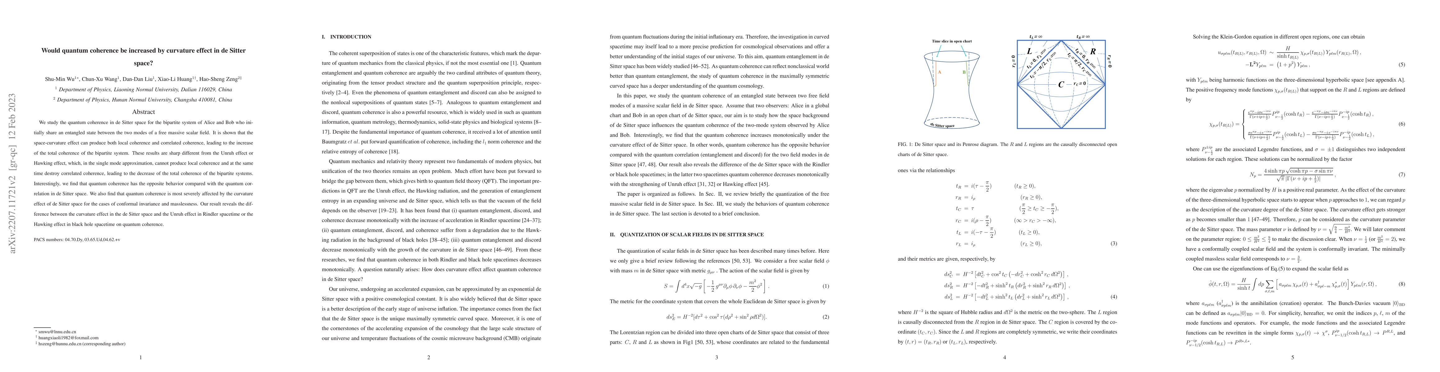 Thumbnail for Would quantum coherence be increased by curvature effect in de Sitter
  space?