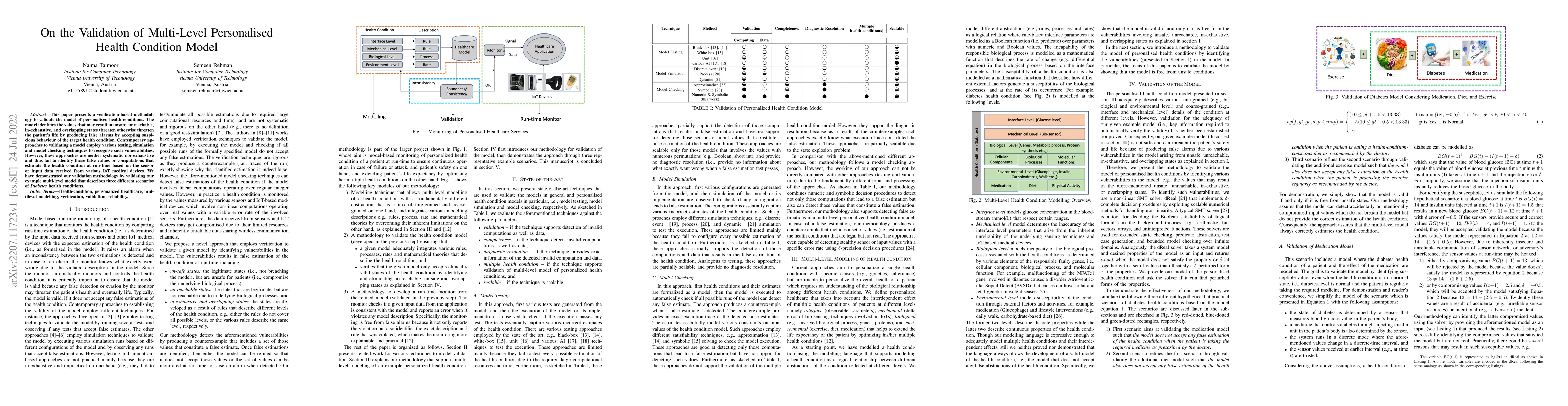 Thumbnail for On the Validation of Multi-Level Personalised Health Condition Model