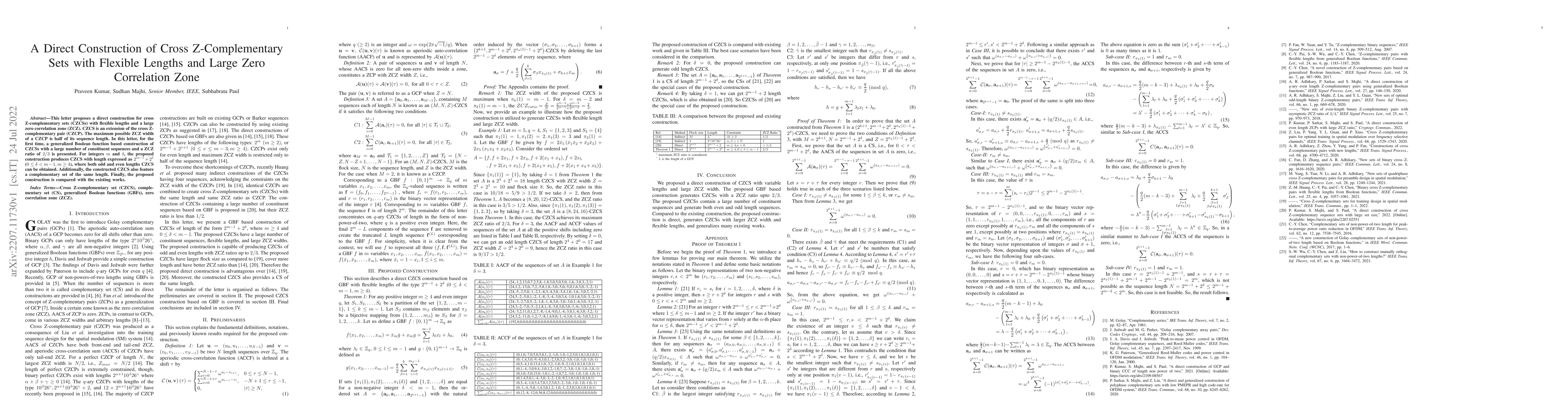 Thumbnail for A Direct Construction of Cross Z-Complementary Sets with Flexible
  Lengths and Large Zero Correlation Zone